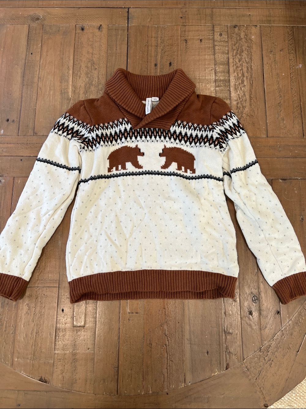 Janie and Jack fairisle winter bear cowl neck sweater 8 years